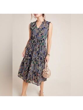 Anthropologie Elmira V-Neck Midi Dress
